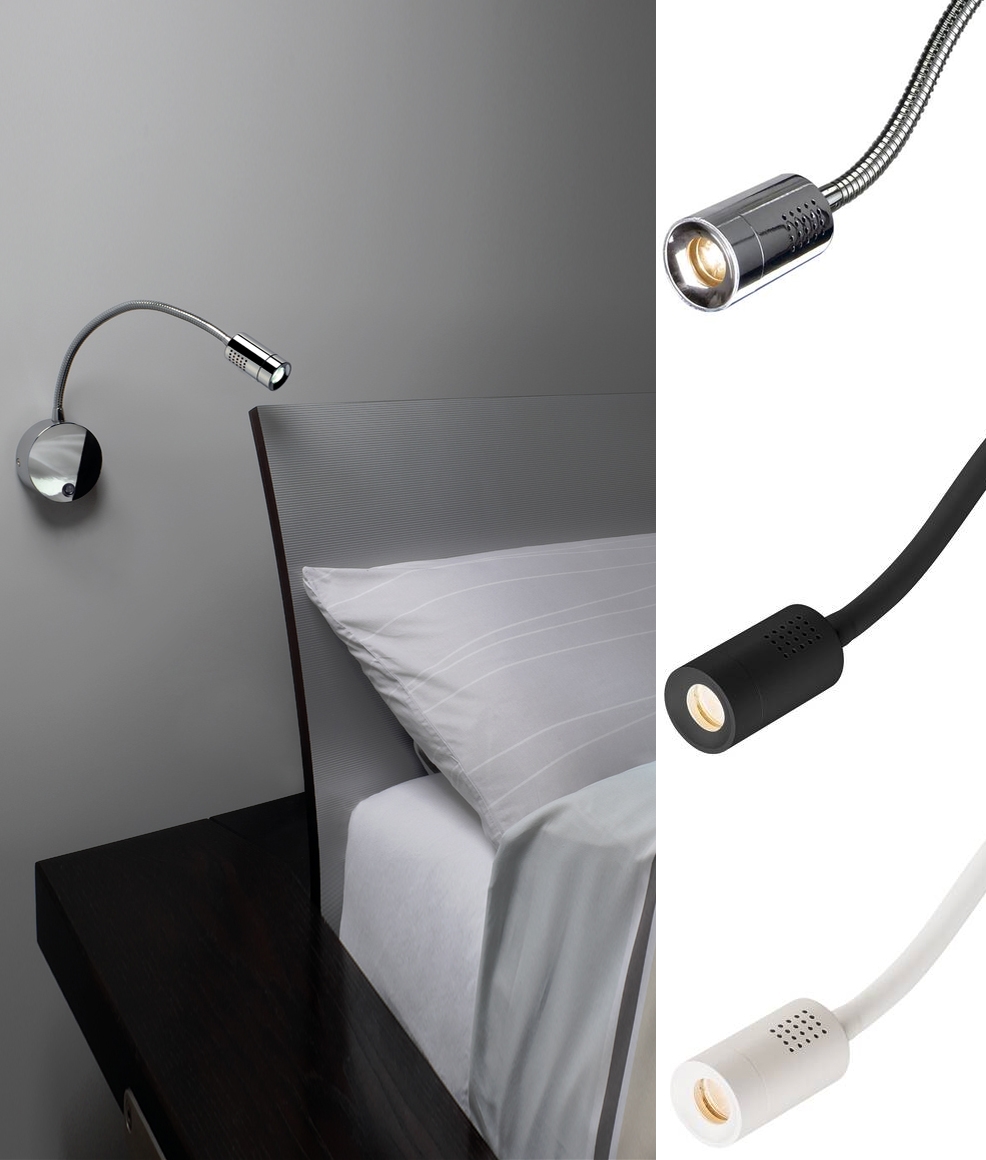 Switched Bedside Reading Light with Adjustable Flexible Arm