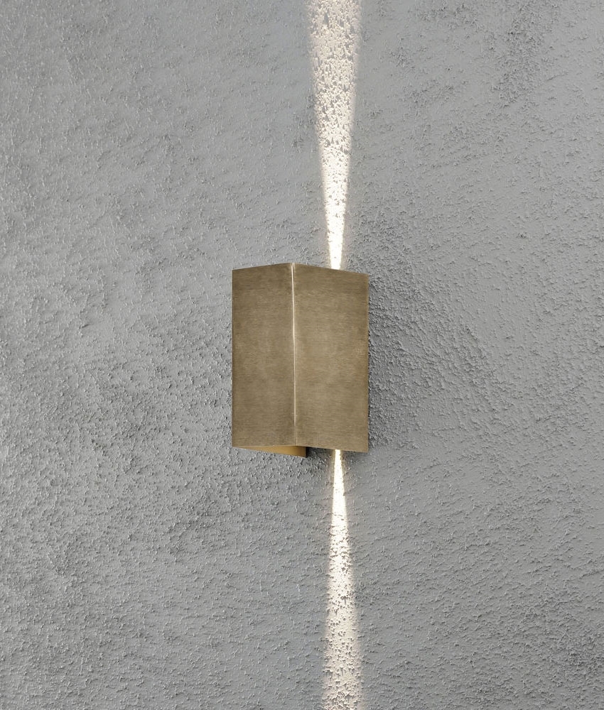 Adjustable Beam Up and Down Brass Exterior Wall Light