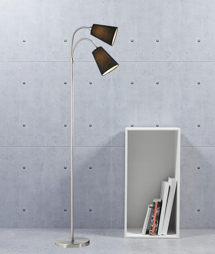 Double Black Adjustable Shade Floor Light