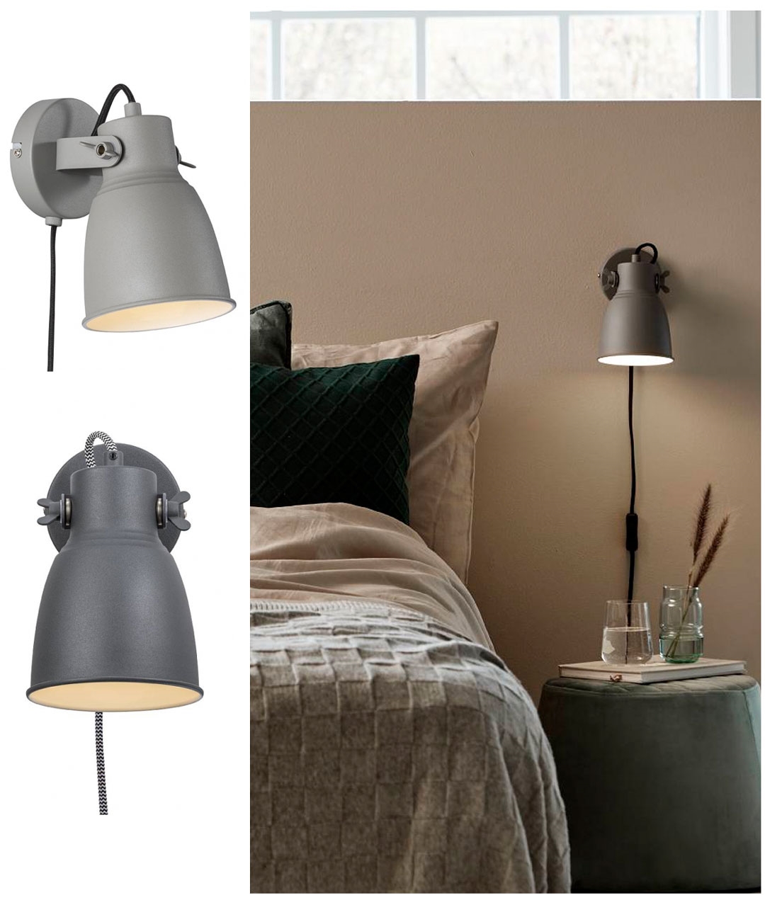Industrial Adjustable Wall Light With, Contemporary Bedroom Wall Lamps Plug In