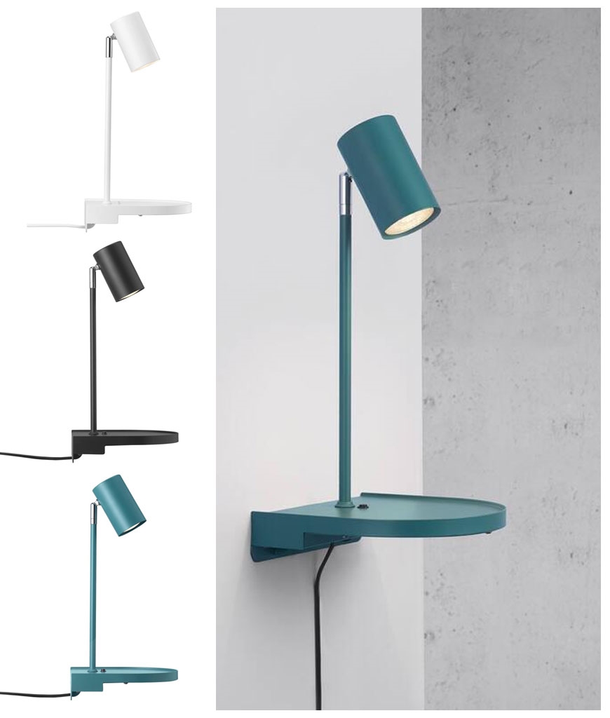 Wall Light With Integrated Shelf And Usb Sockets 3 Colours Wall Light With Integrated Shelf And, Plug In Wall Lamp With Shelf