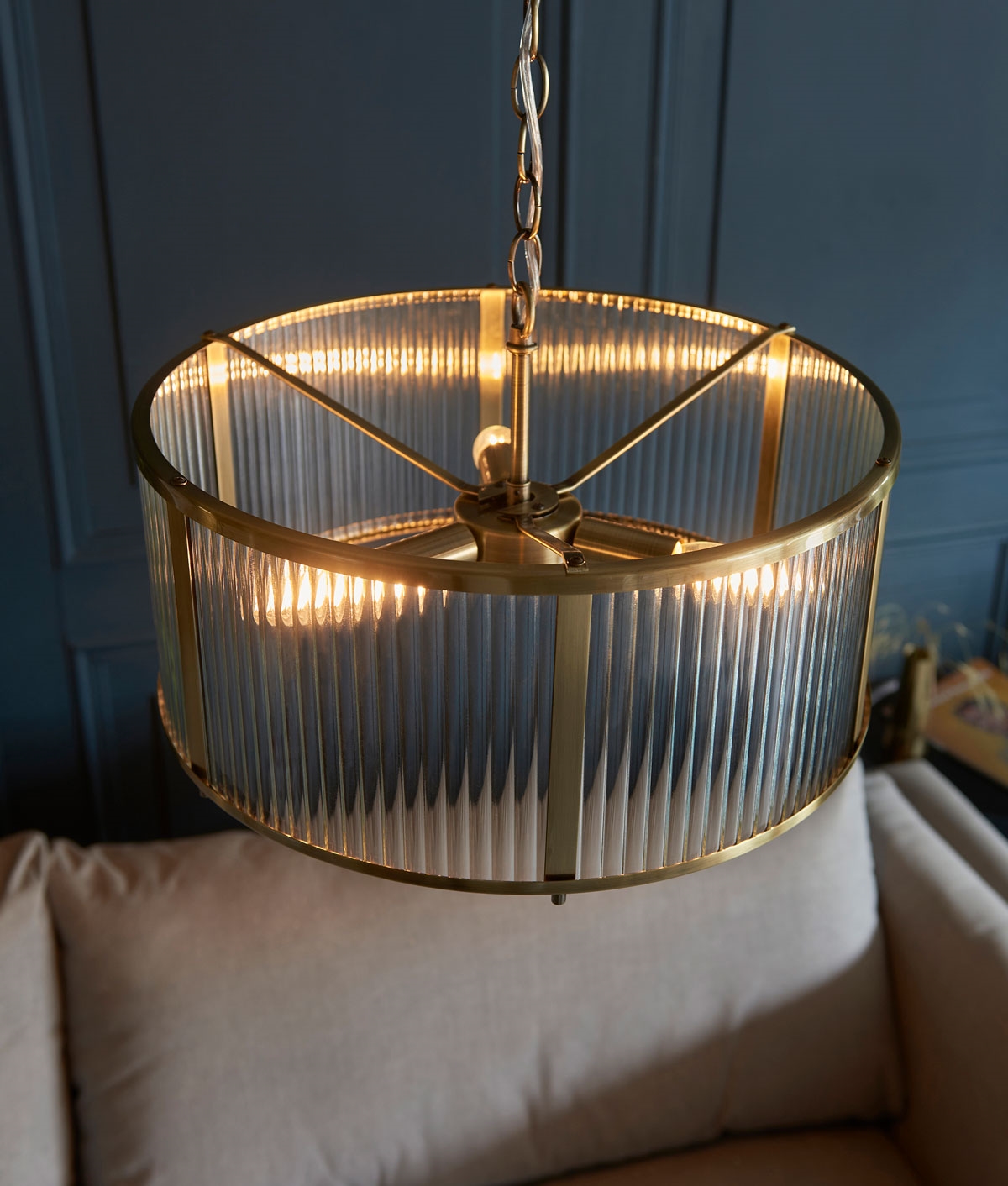 Antique brass drum chandelier sale