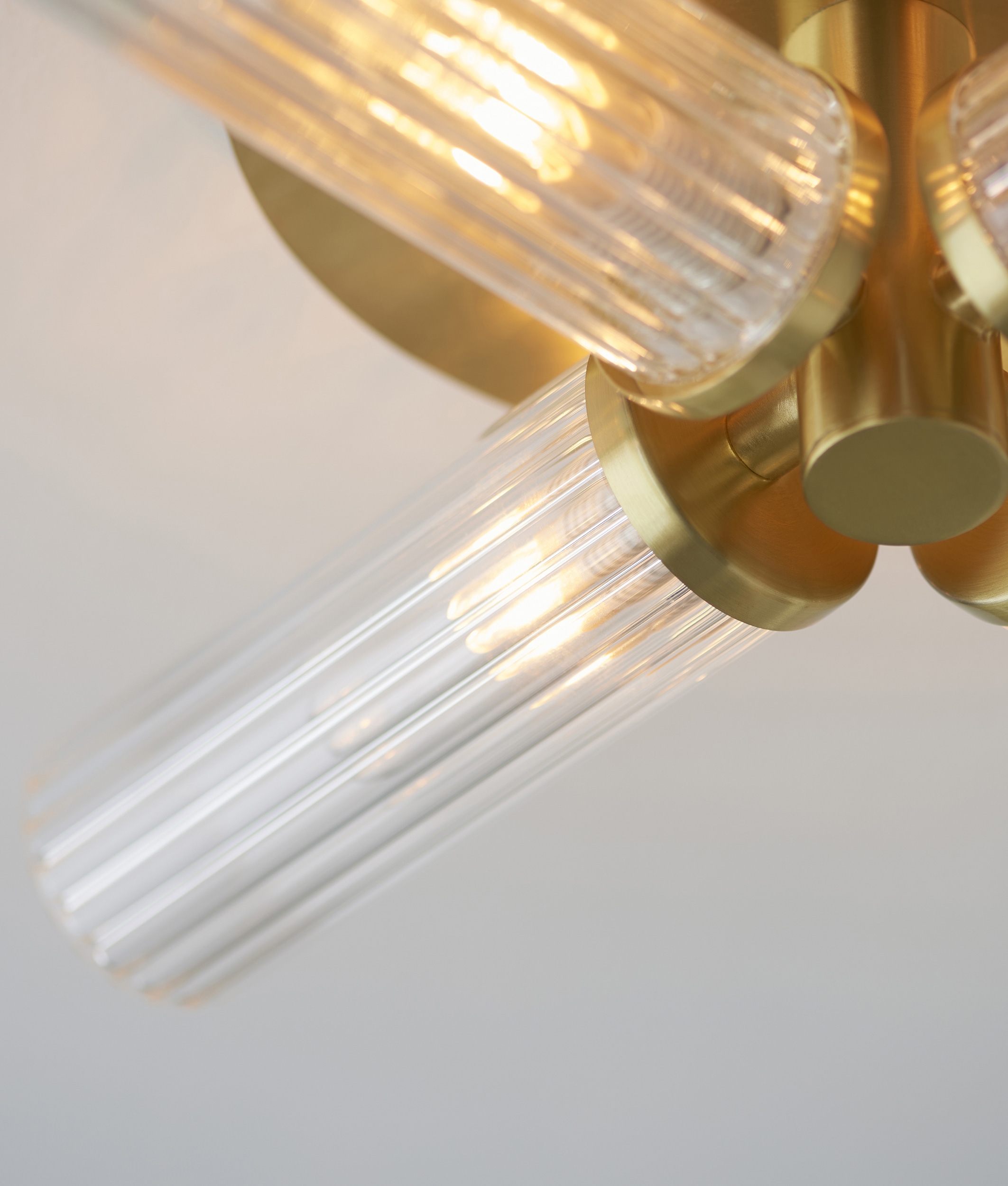 IP44 Art Deco Bathroom 4-Lamp Ceiling Light - Satin Brass & Ribbed ...