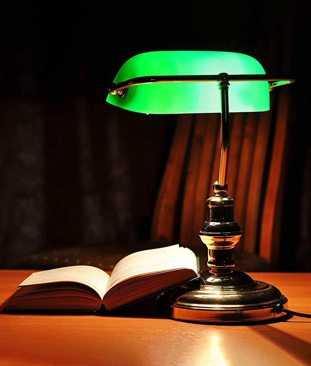 Green Bankers Lamp, Vintage Green Bankers Desk Lamp