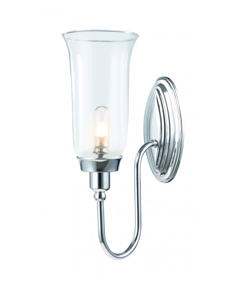 IP44 Curved Bathroom Wall Bracket with Flute Glass