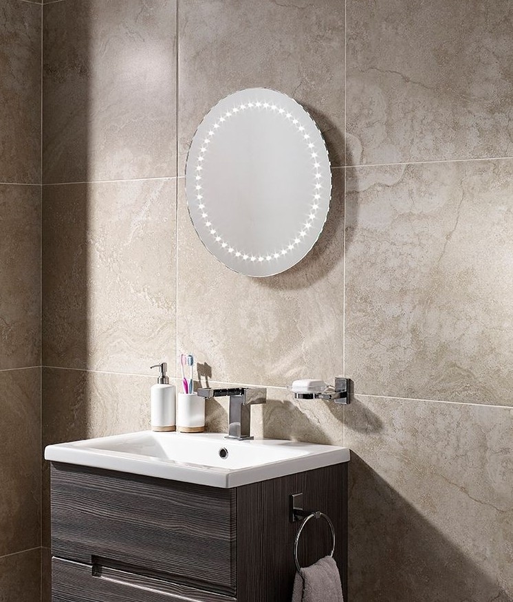 Round 500mm LED Illuminated Bathroom Mirror with IF Sensor and Demister Pad