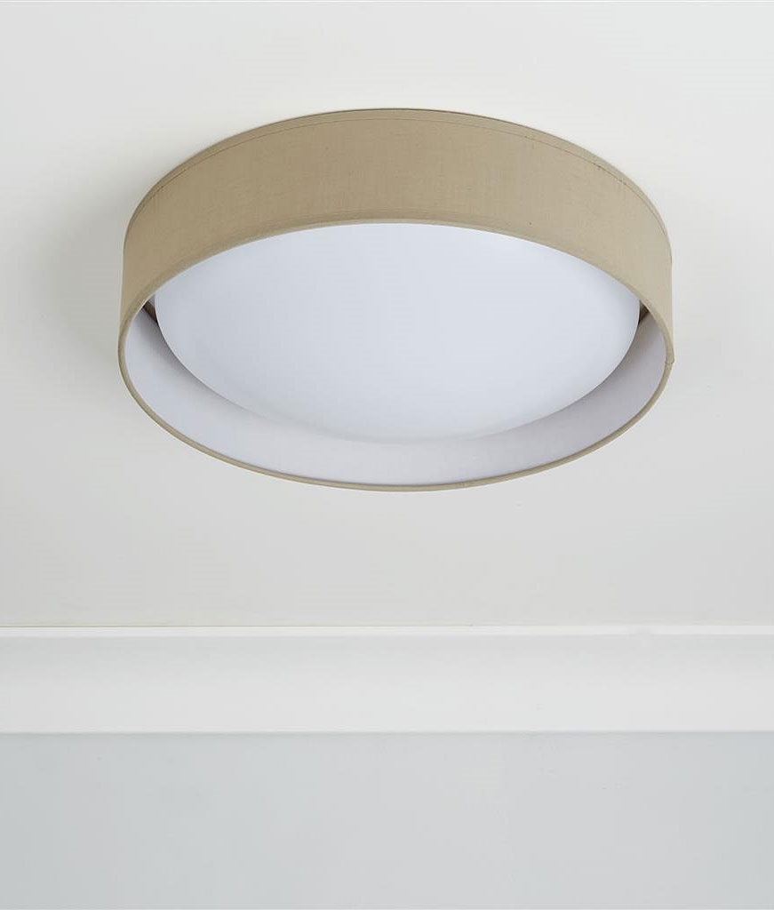 LED Flush Round Ceiling Light with Domed Diffuser - 5 Fabric Options