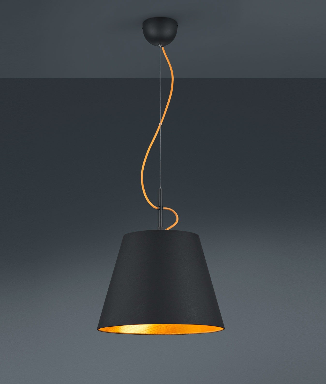 Hanging Pendant in Black with Gold Interior Dia 350mm
