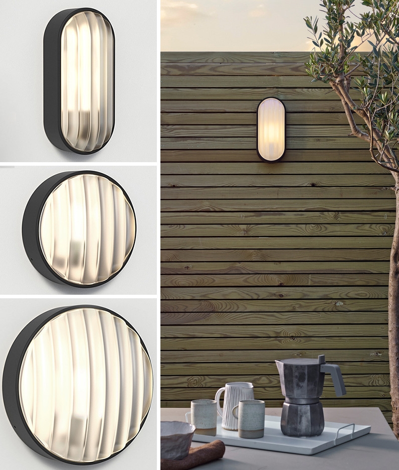 Three New Modern IP44 Bulkhead Wall Lights with Stylish Ribbed Glass