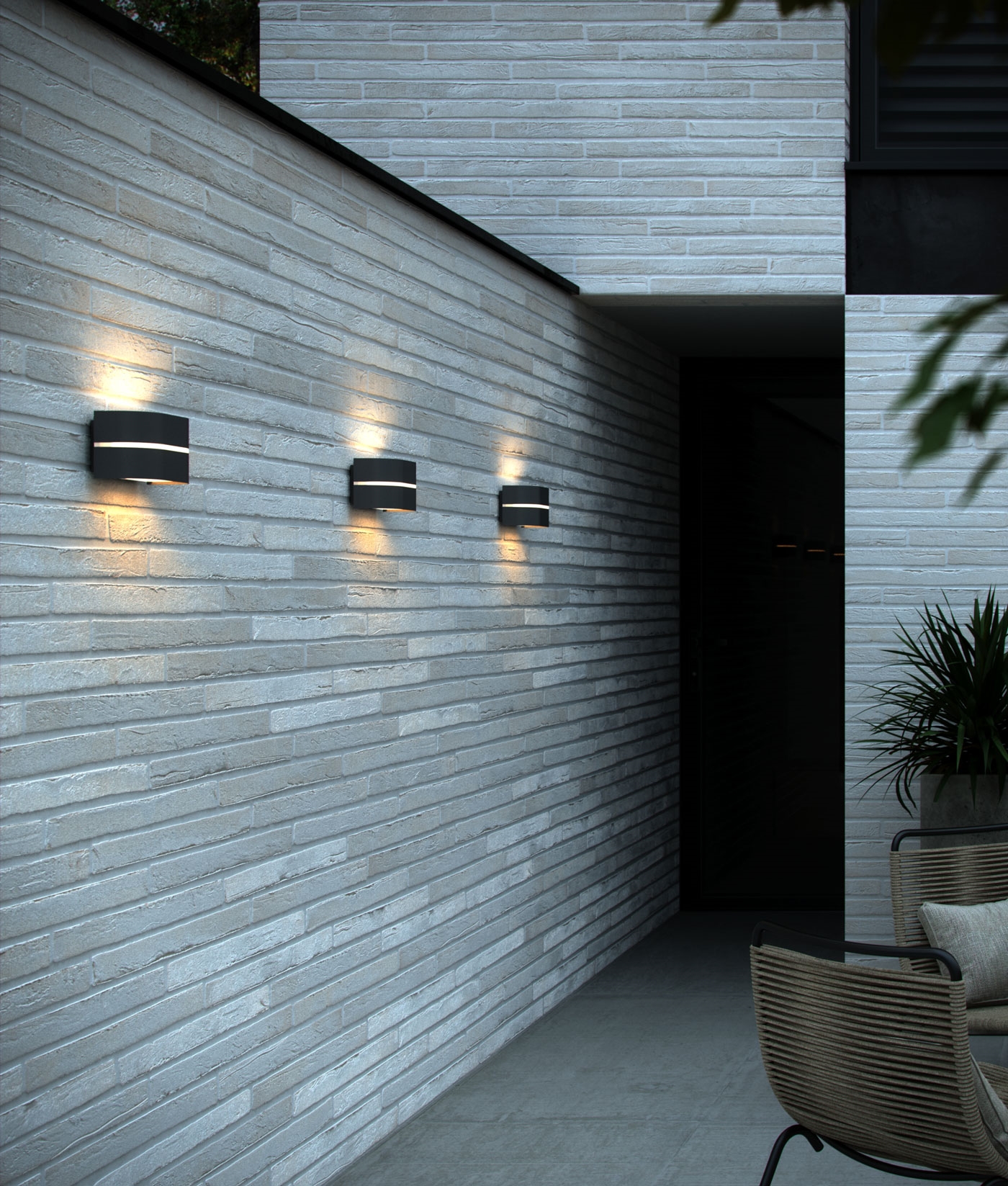 Curved Up and Down Exterior Wall Light in 3 Finishes