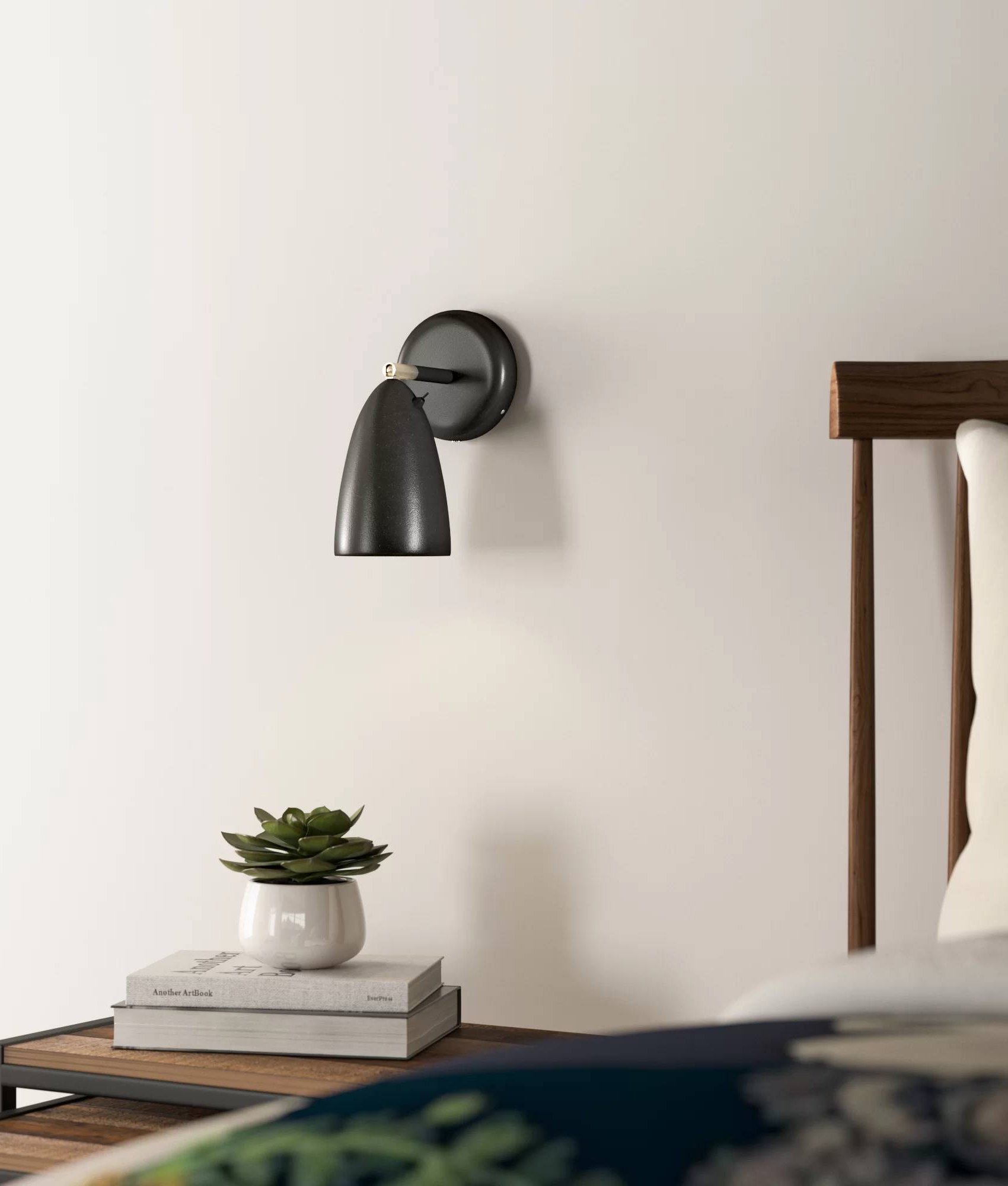 Switched Bullet Design Bedside Adjustable Wall Reading Light hardwire