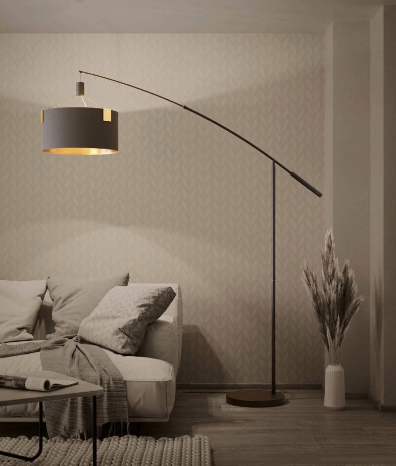 Counter Balance Floor Light with Black and Gold Shade