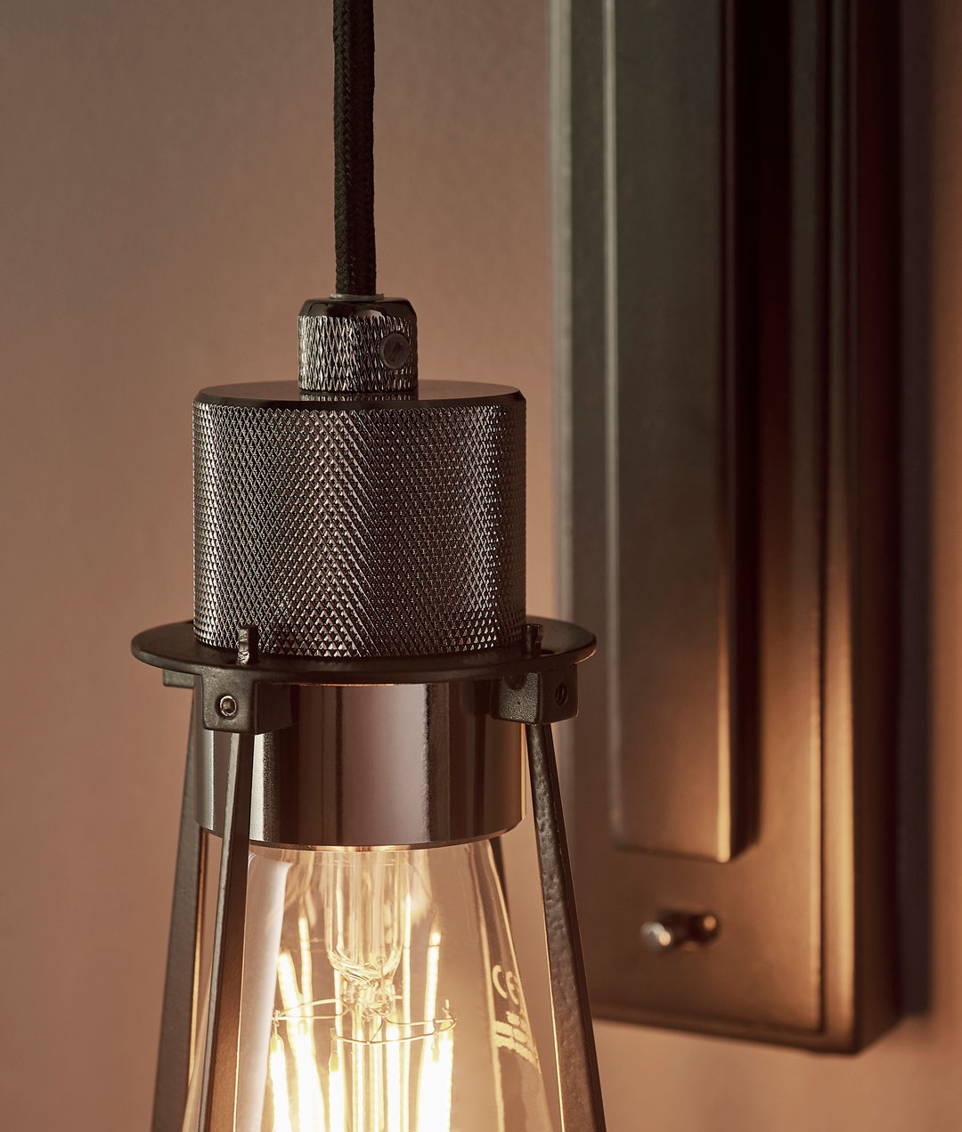 Black Chrome Industrial Style Cage Wall Lamp