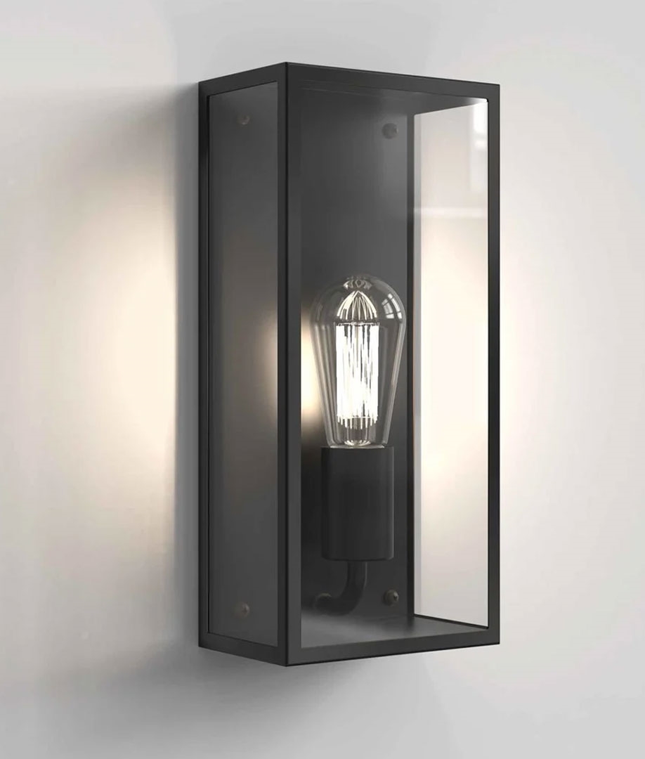 Clear Glass Contemporary Exterior Wall Light Height 350mm