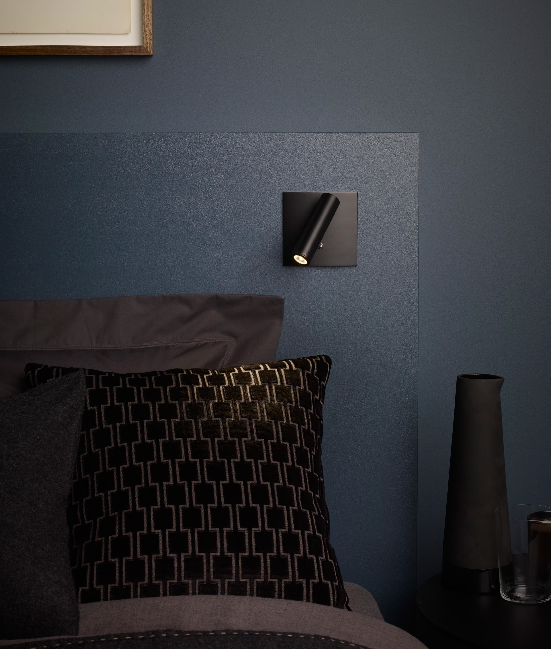 stylish wall mounted bedside reading light in six high black light fluorescent tubes