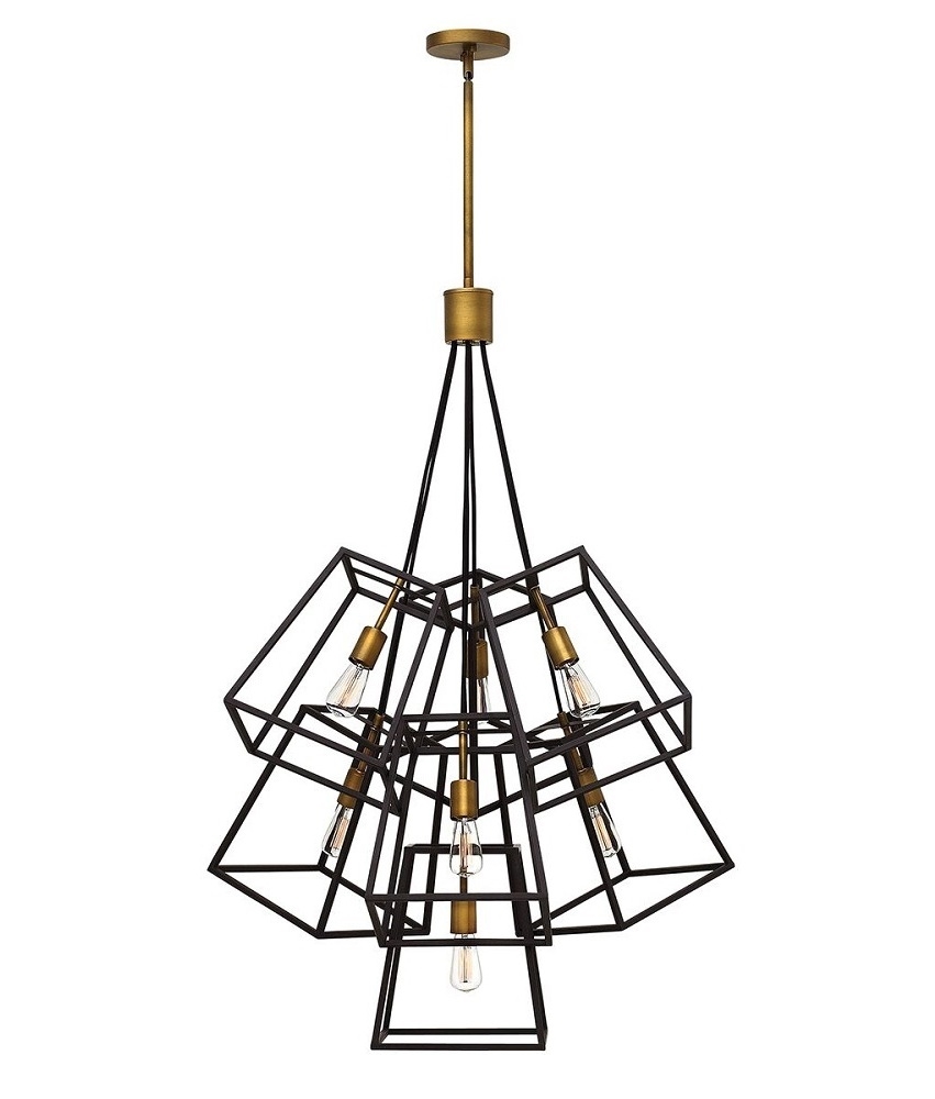 Cascading Metal Box Cer Pendant Two Sizes Cascading Metal Box Frame Cer Pendant 7 Or 13 Light Vintage Design Bronze Finish