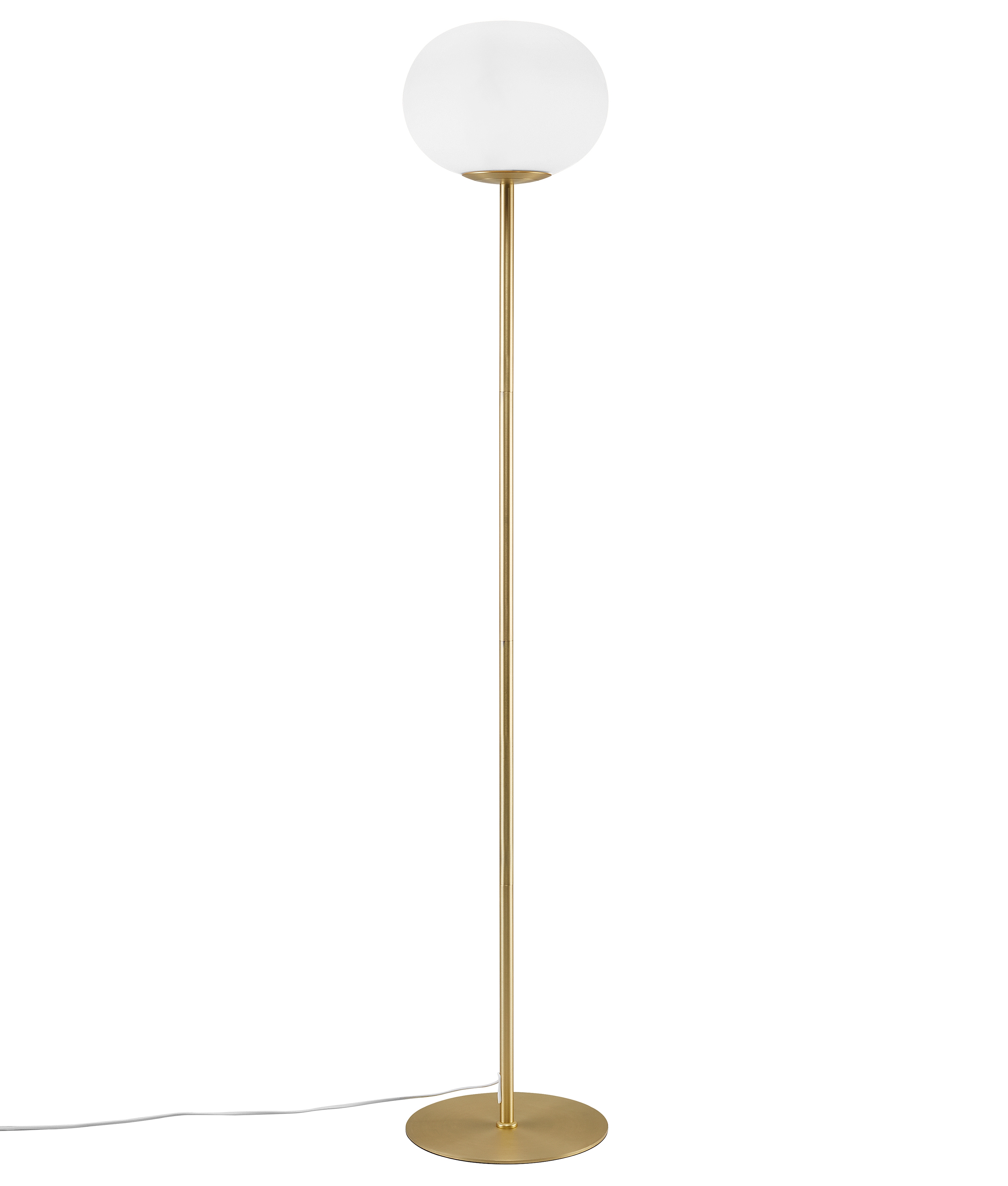 Art Deco Opal Glass Globe Floor Lamp on Brass Stand
