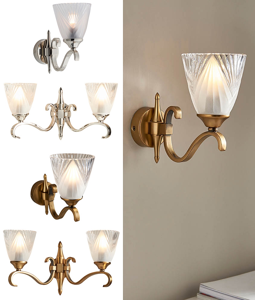 Etched Glass Art Deco Wall Light Single or Double Option