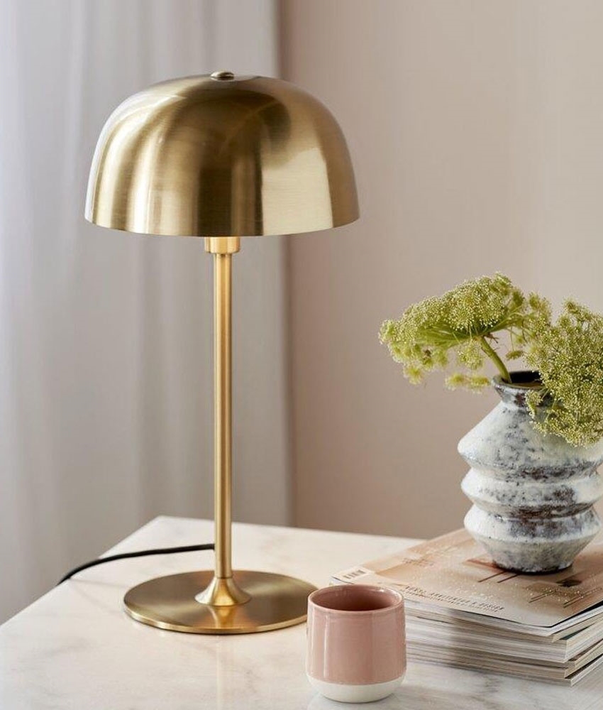 Dome Shaded Brass Table Lamp, Brass Lamp Table