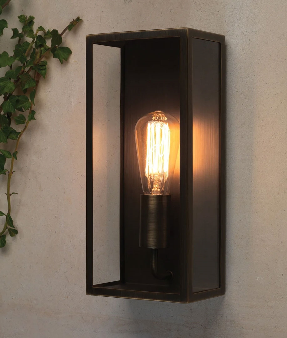 Clear Glass Contemporary Exterior Wall Light Height 350mm