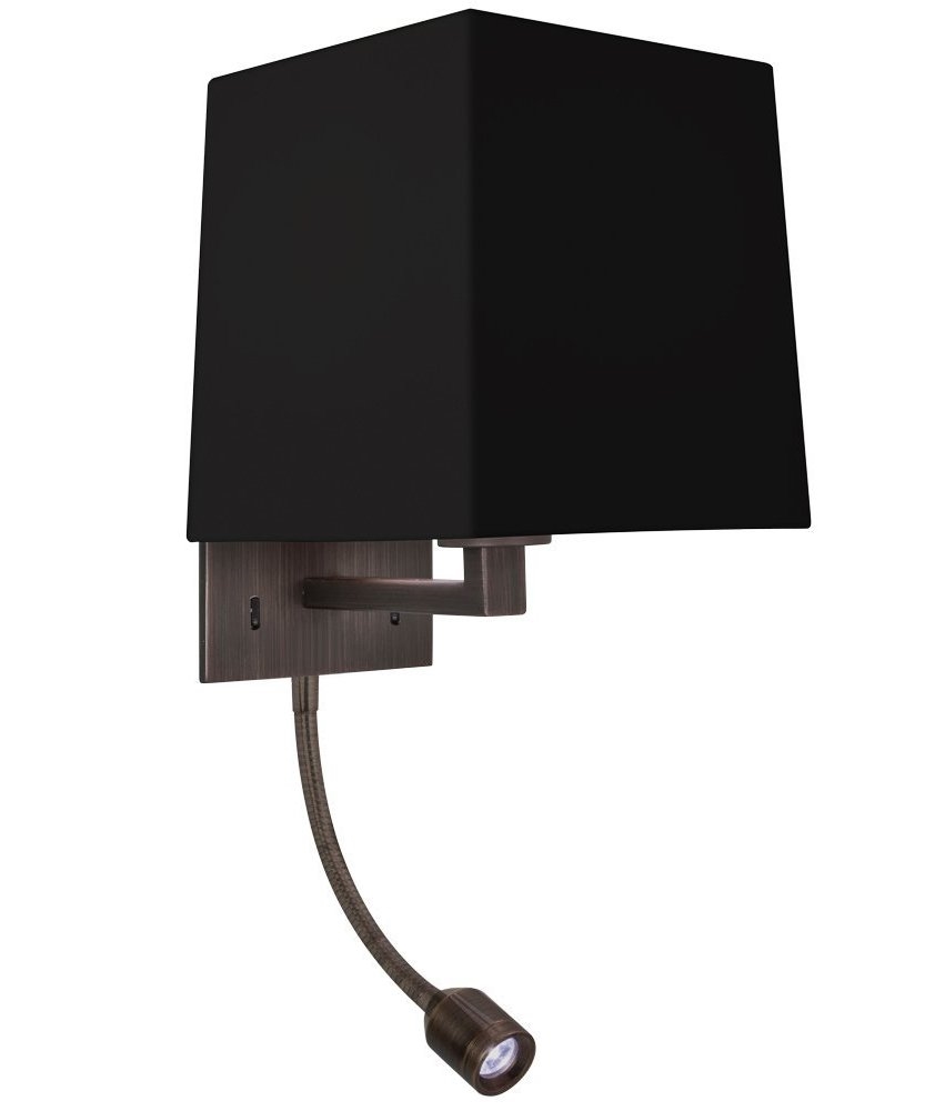 Small Bronze Bedside Wall Light with LED Arm