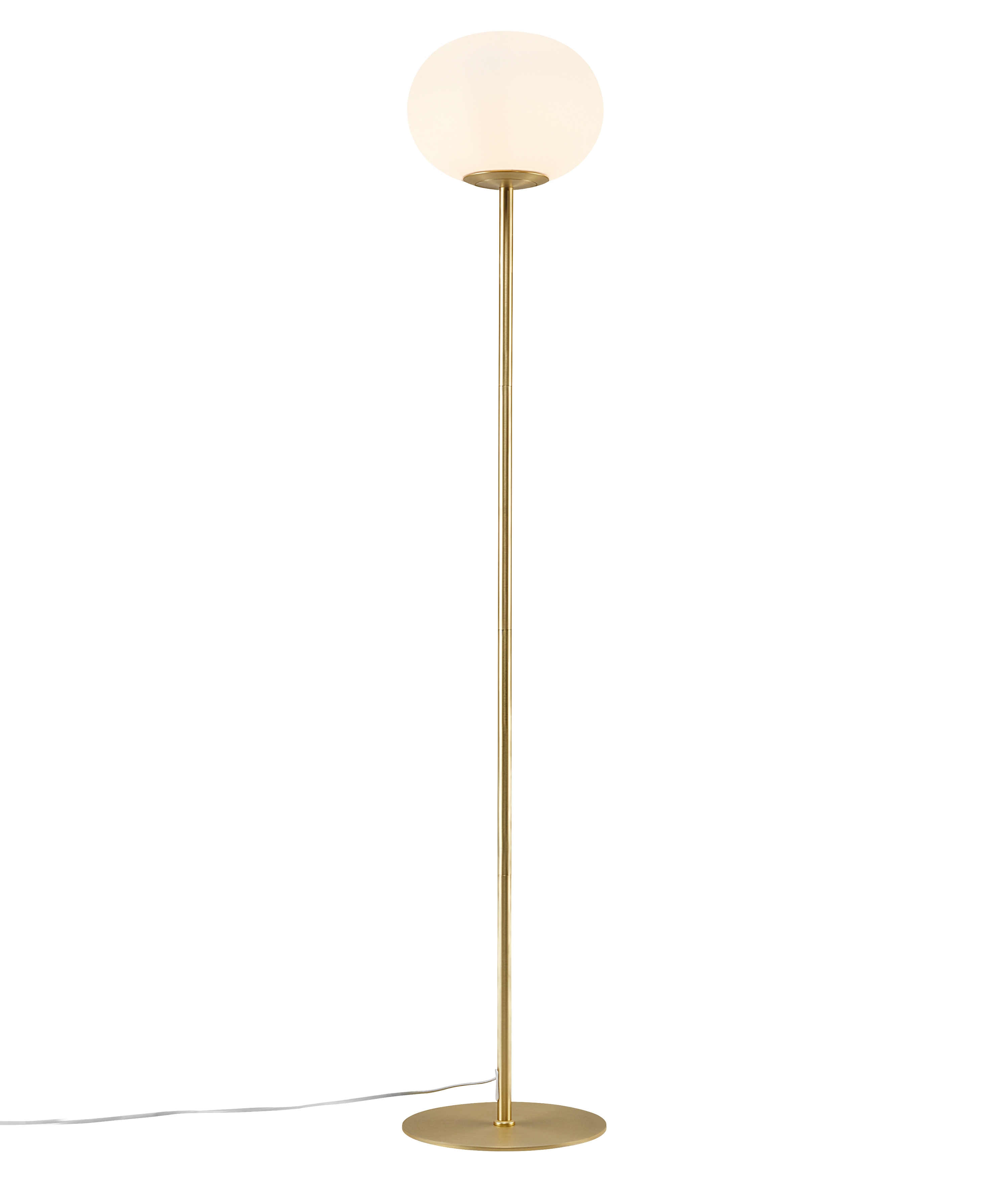 Art Deco Opal Glass Globe Floor Lamp on Brass Stand