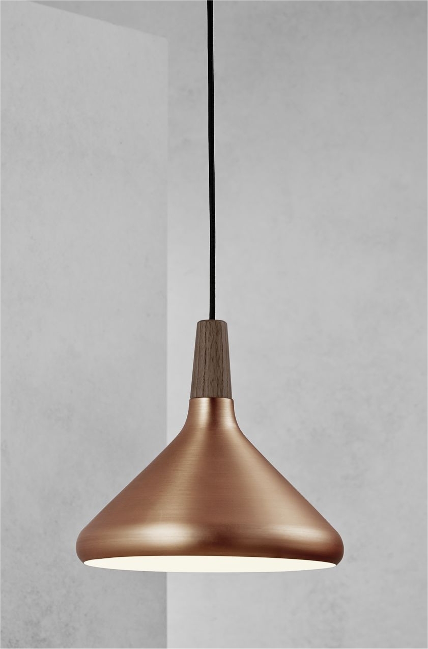 Brushed Copper & Walnut Wood Pendant