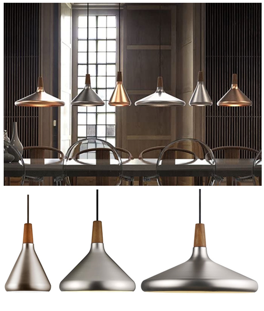 Brushed Steel Walnut Wood Pendant