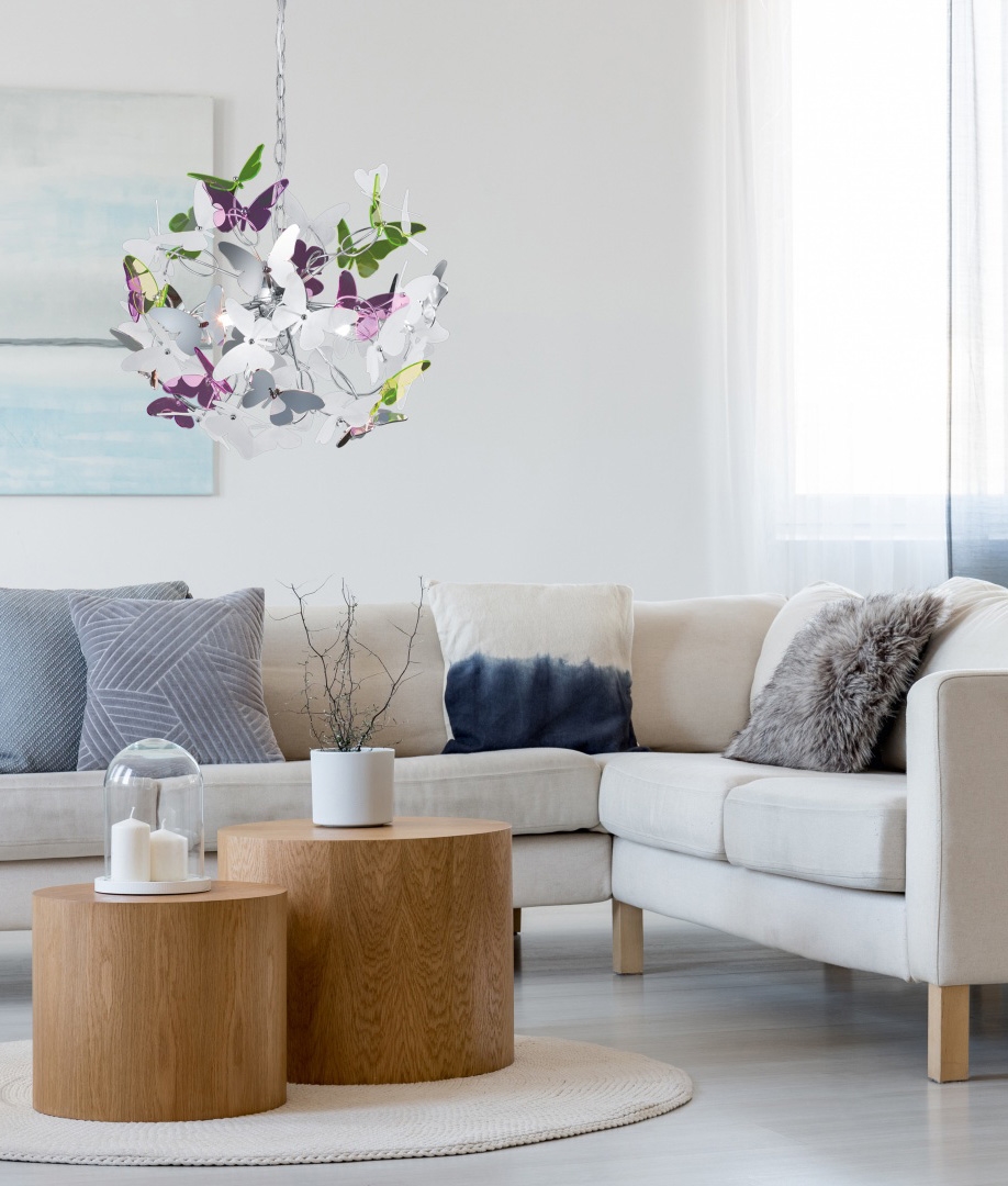 50cm Butterfly Pendant Light Acrylic & Chrome