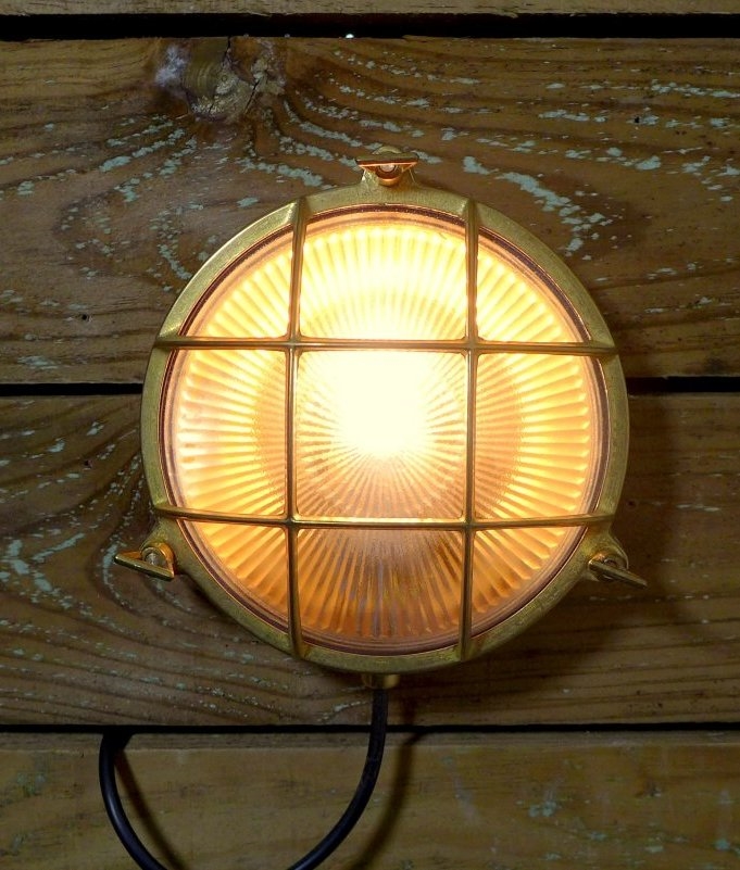 Marine Brass Caged Bulkhead Wall Light