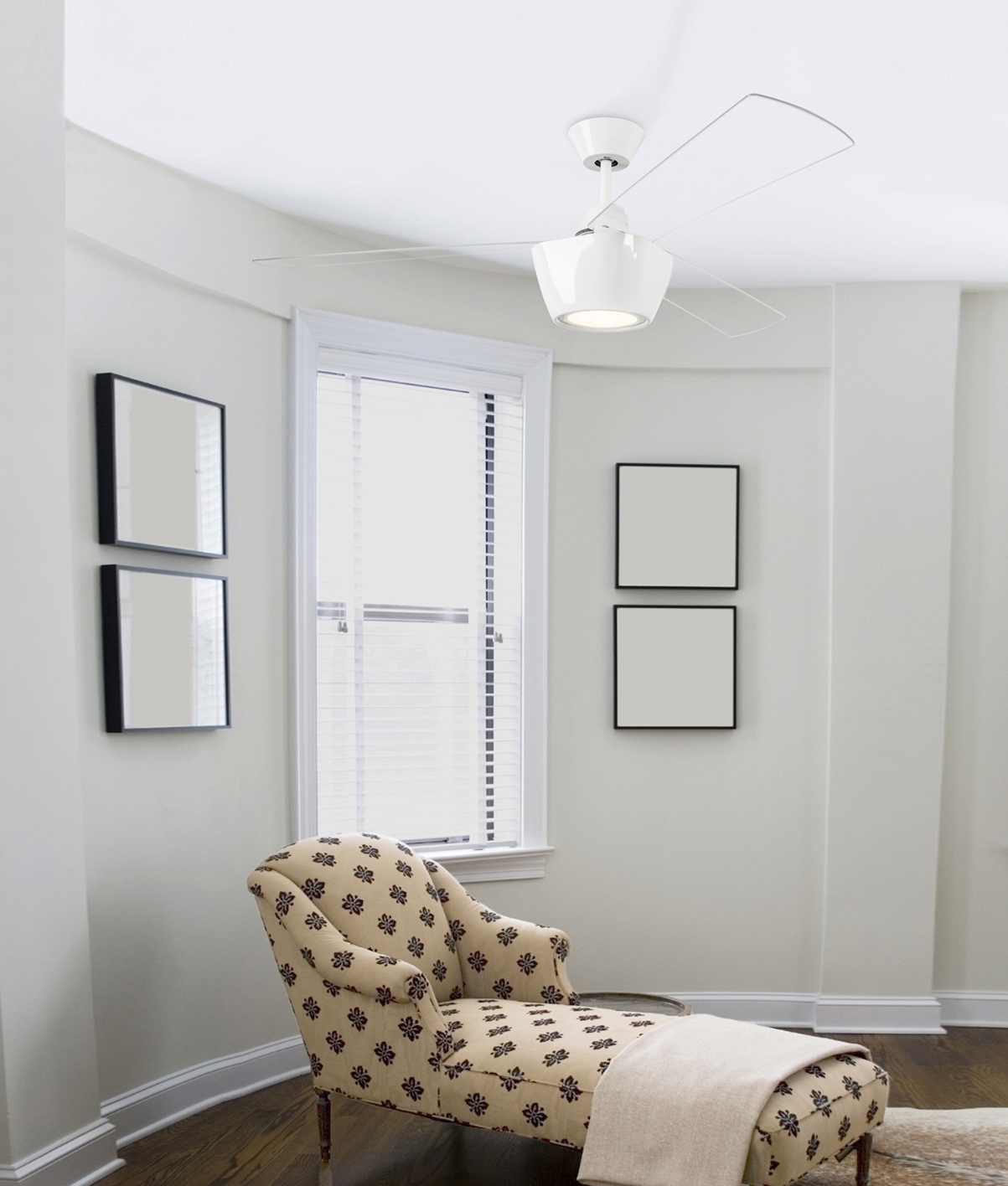 Easy Install Ceiling Fan LED Three Blade Clear Blades With Integrated