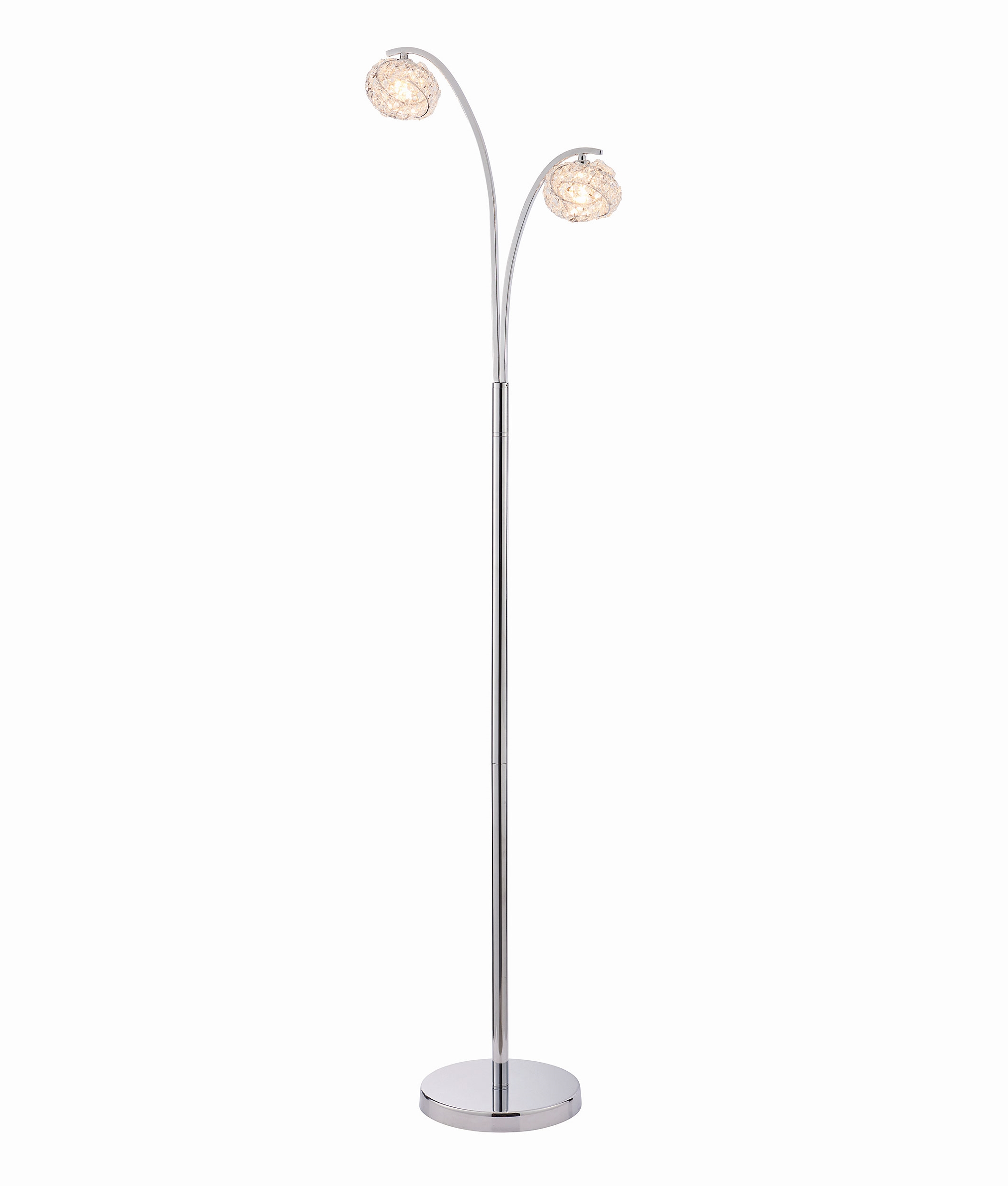 Contemporary 2Light Floor Lamp Chrome & Clear Crystal