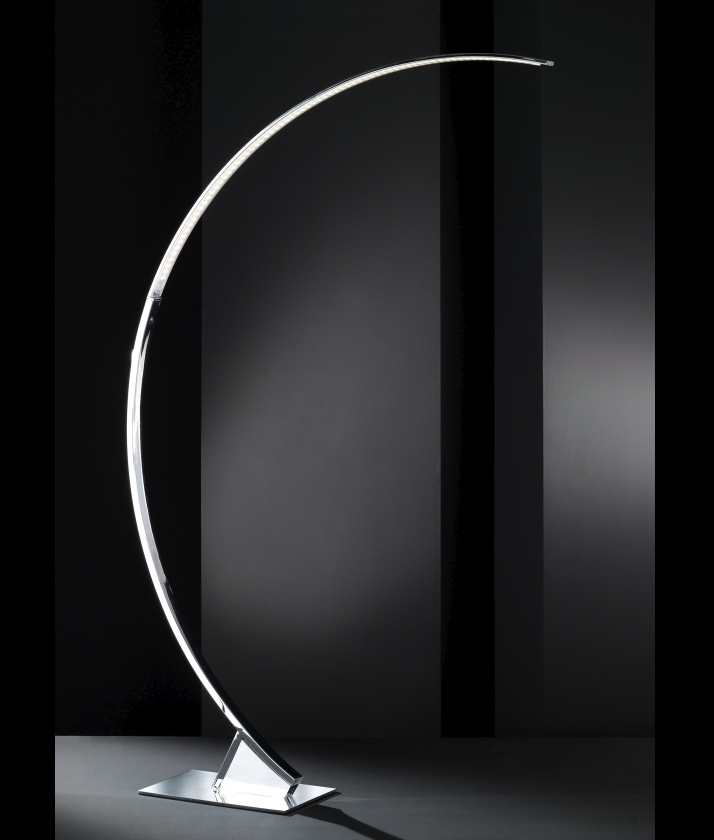 Curved Long Reach Chrome Floor Lamp