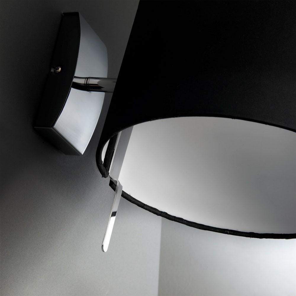 Chrome Wall Light with Black Tiltable Shade