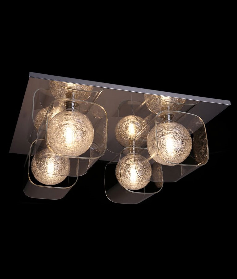 A Flush Ceiling Light With Clear And Decorative Glass For Low Ceilings - Decorative Ceiling Light Plate