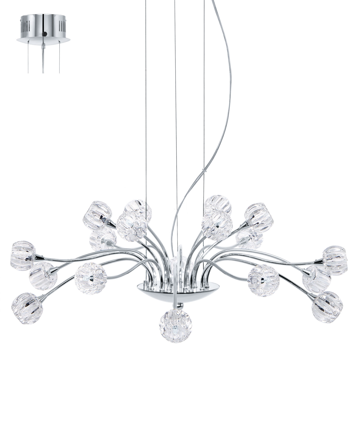 18 Light Modern Chandelier With Opal Or Crystal Glass Shades