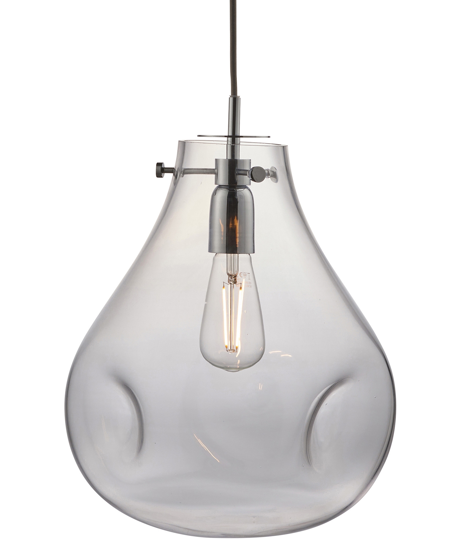 Hand Blown Glass Light Pendant with Clear Dimpled Glass