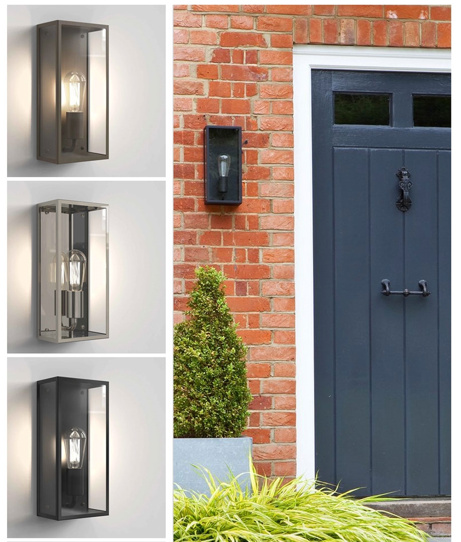 Clear Glass Contemporary Exterior Wall Light Height 350mm