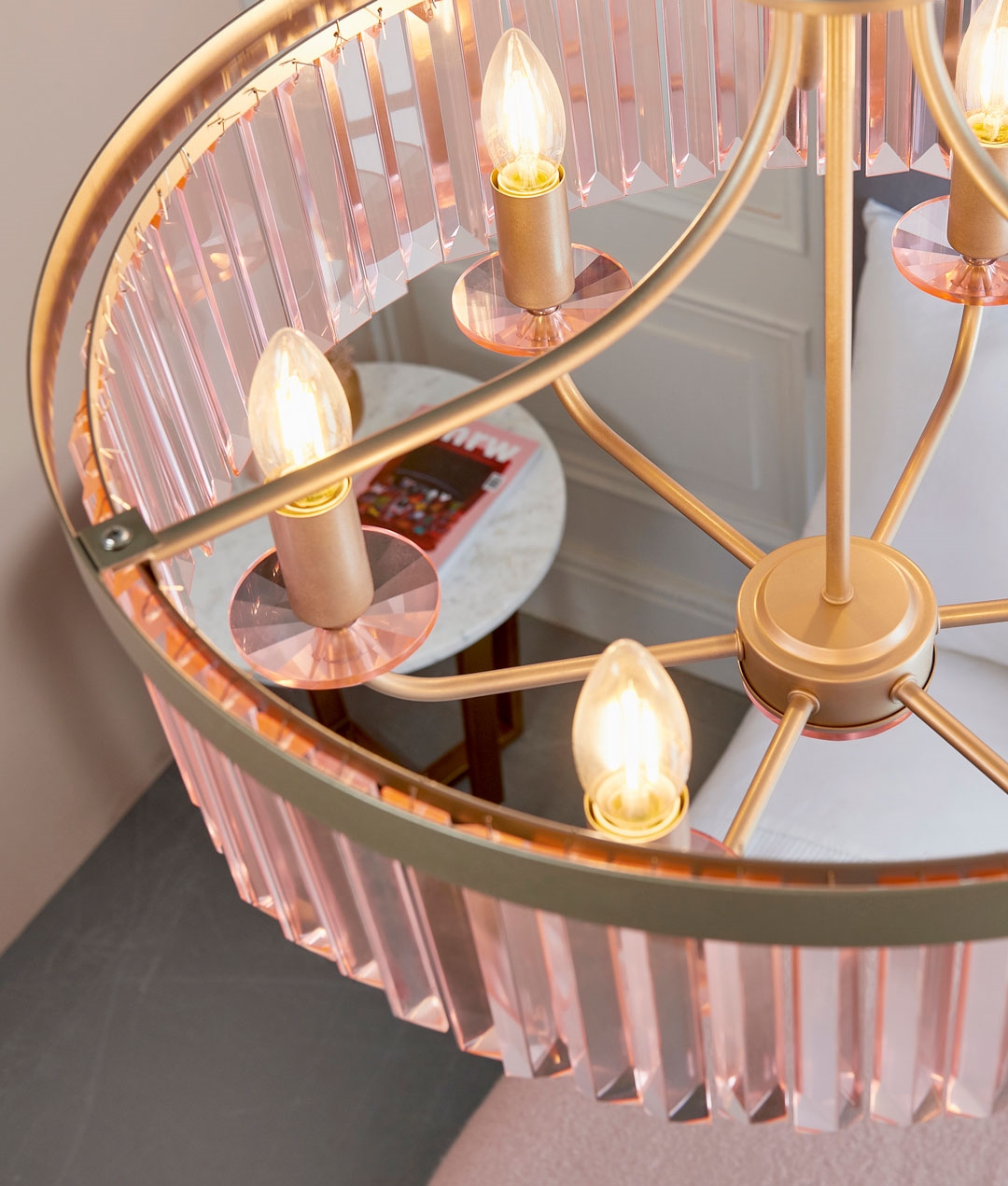 Faceted Sparkling Glass Chain Link Chandelier