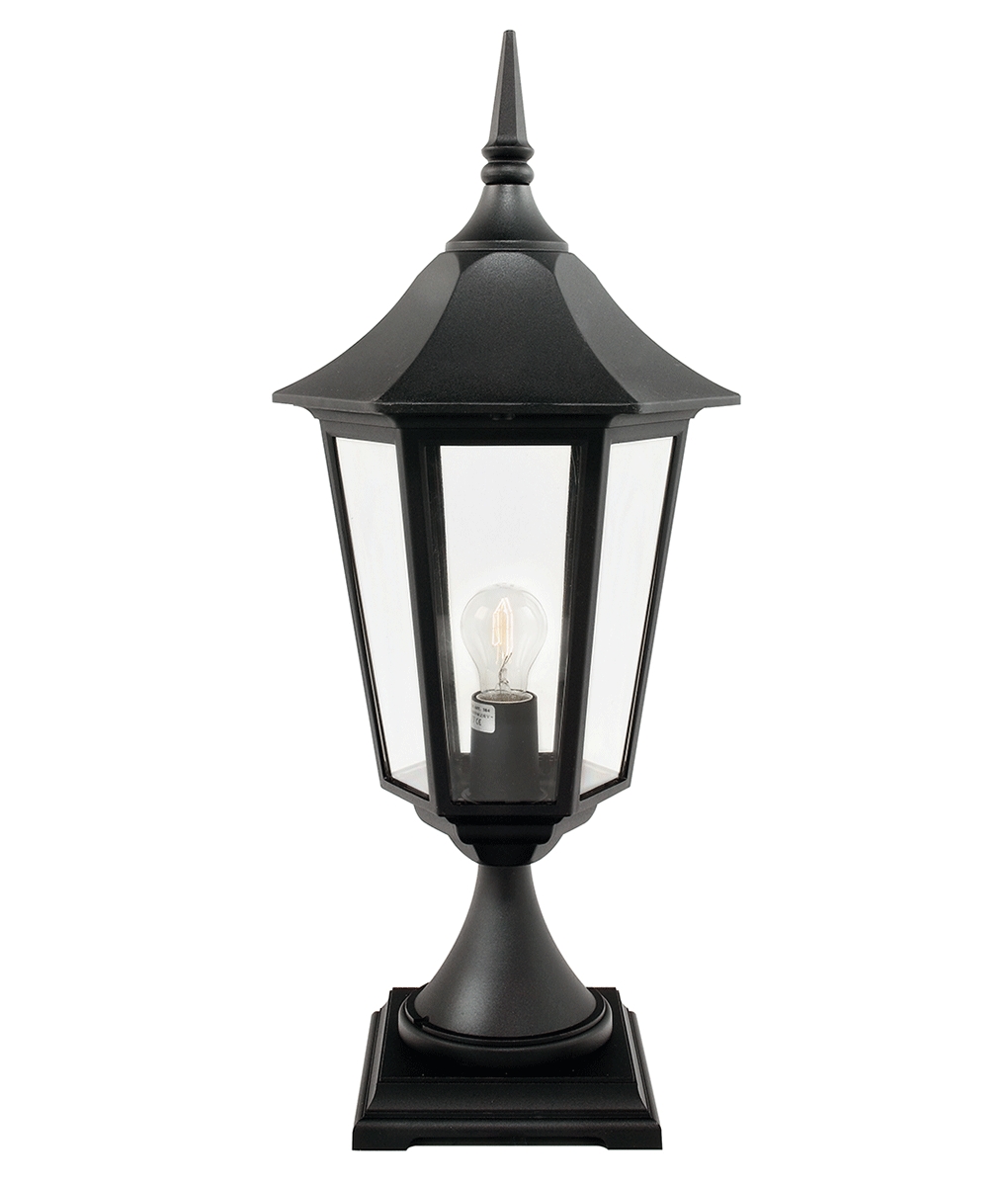 Traditional Black Exterior Pedestal Lantern Corrosion