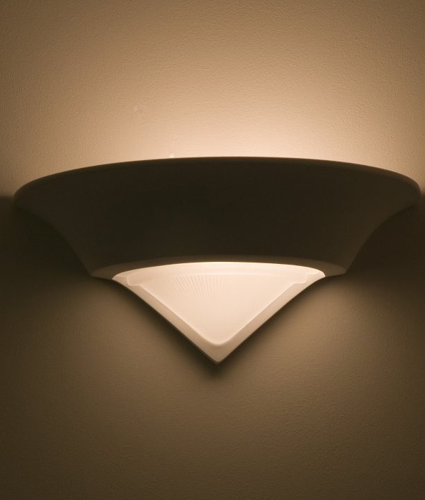 Conical Plaster Wall Light with Glass Panel