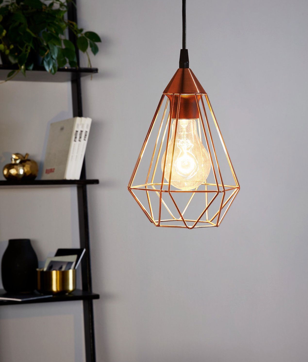 Geometric Metal Cage Hanging Ceiling Light - Jewel Design in Black ...