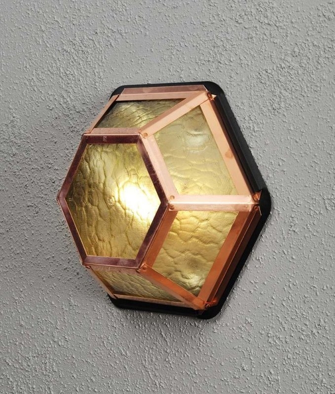 Hexagonal Exterior Flush Mounted Wall Light in 3 Finishes