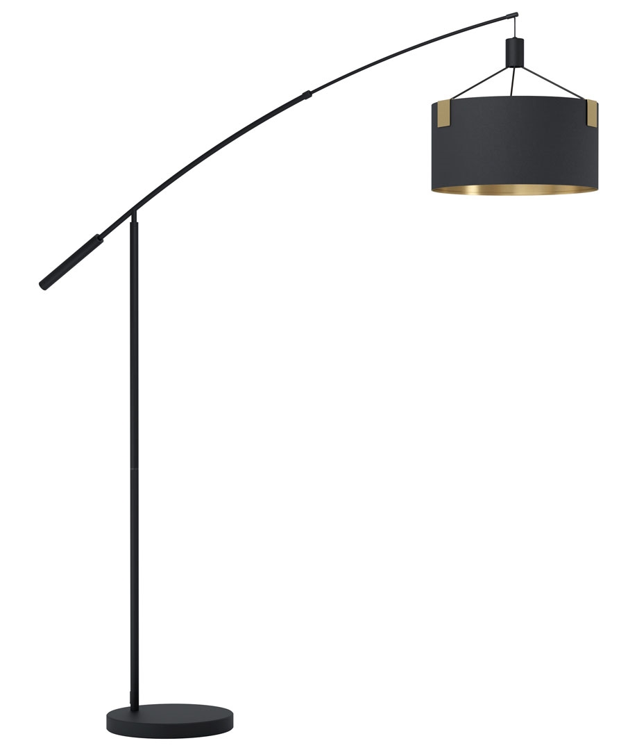 Counter Balance Floor Light with Black and Gold Shade