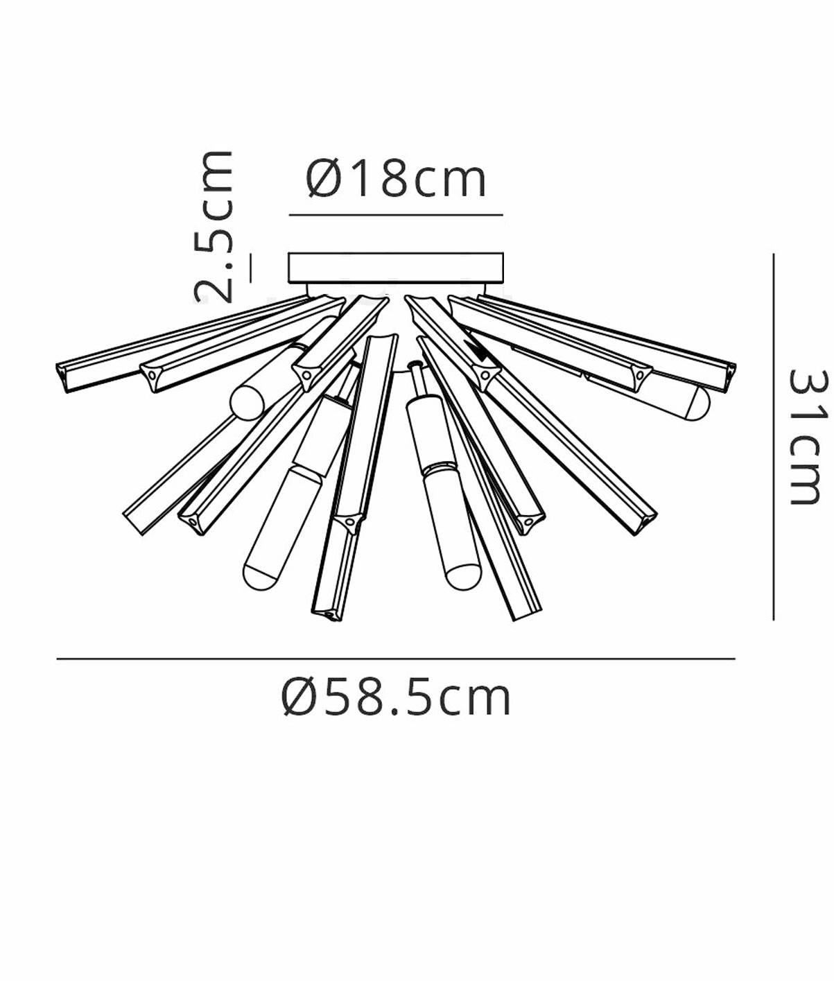 Crystal Rod and Satin Nickel Base Flush Mounted Ceiling Light
