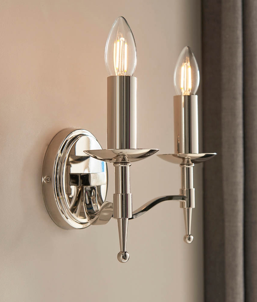 Polished Nickel Traditional Inspired Wall Light Single or Double