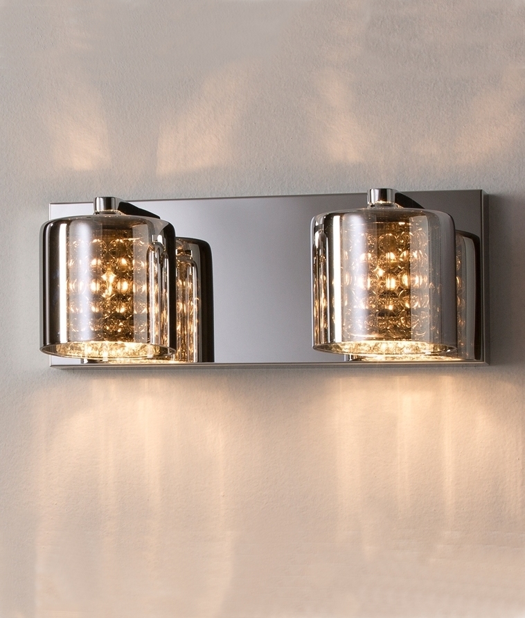 Smoked Glass, Crystal & Chrome Wall Light