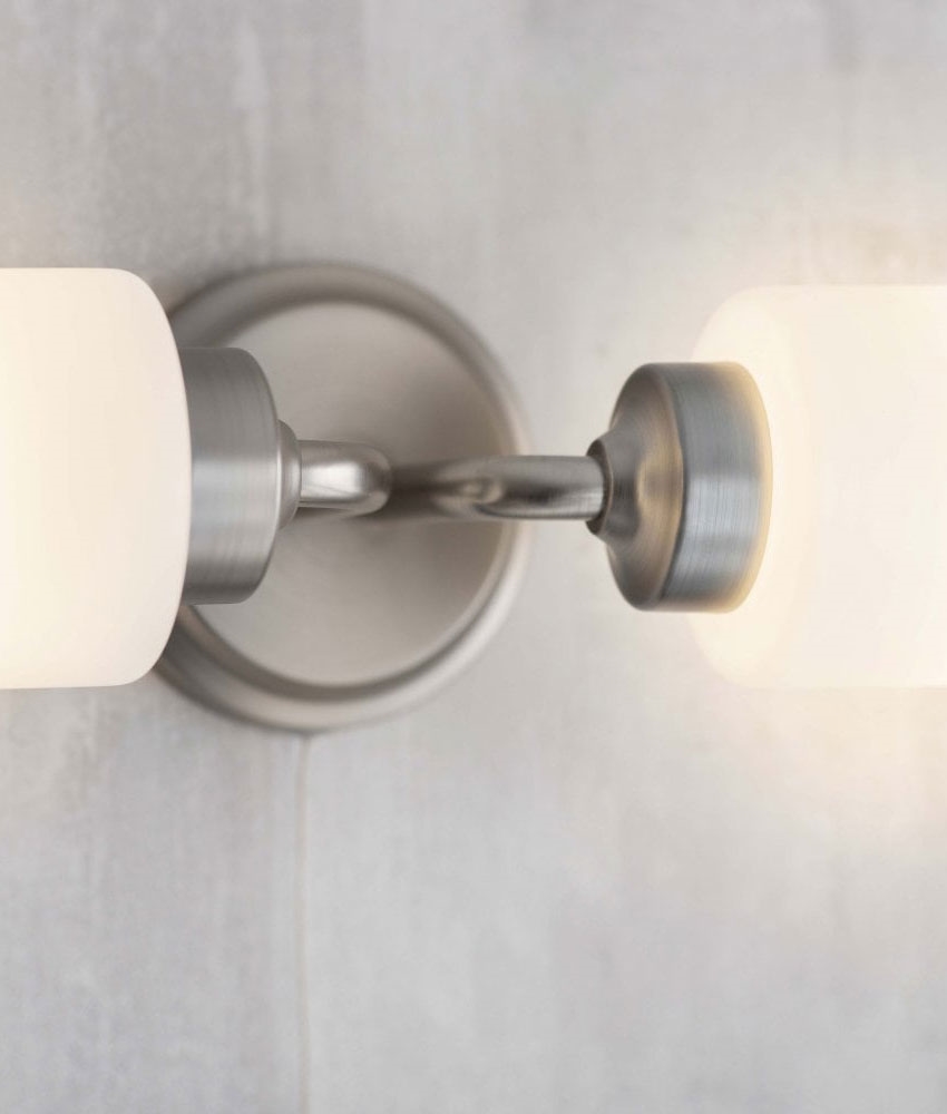 Over Mirror Light in Satin Nickel with Opal Glass