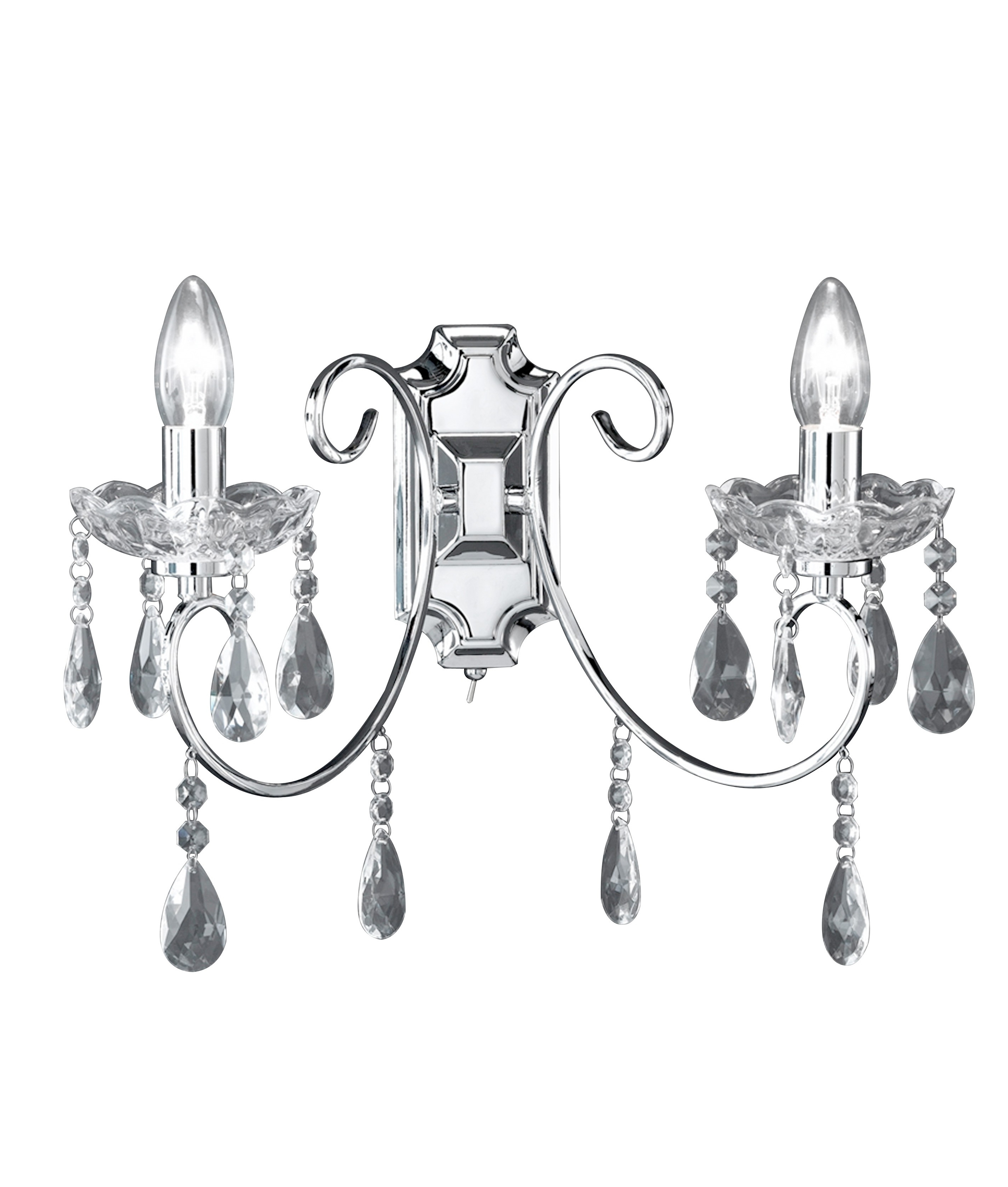 Double Chrome & Crystal Wall Light