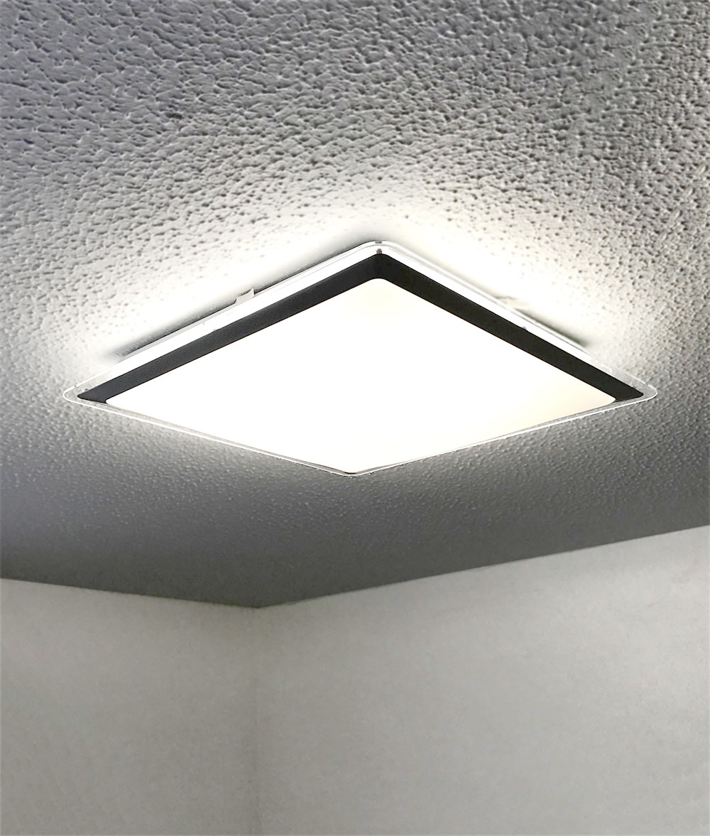 Square Acrylic And Steel Ceiling Light Flush Low Profile